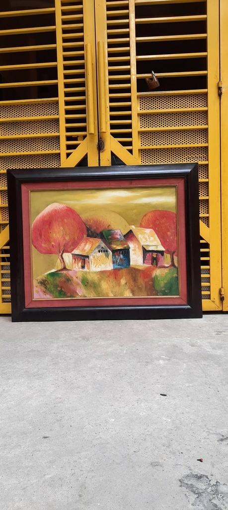 Tranh phong cảnh làng quê cách điệu — original_uncropped