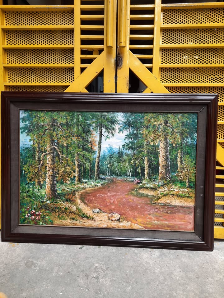 Tranh sơn dầu phong cảnh rừng cây cổ thụ — original_uncropped