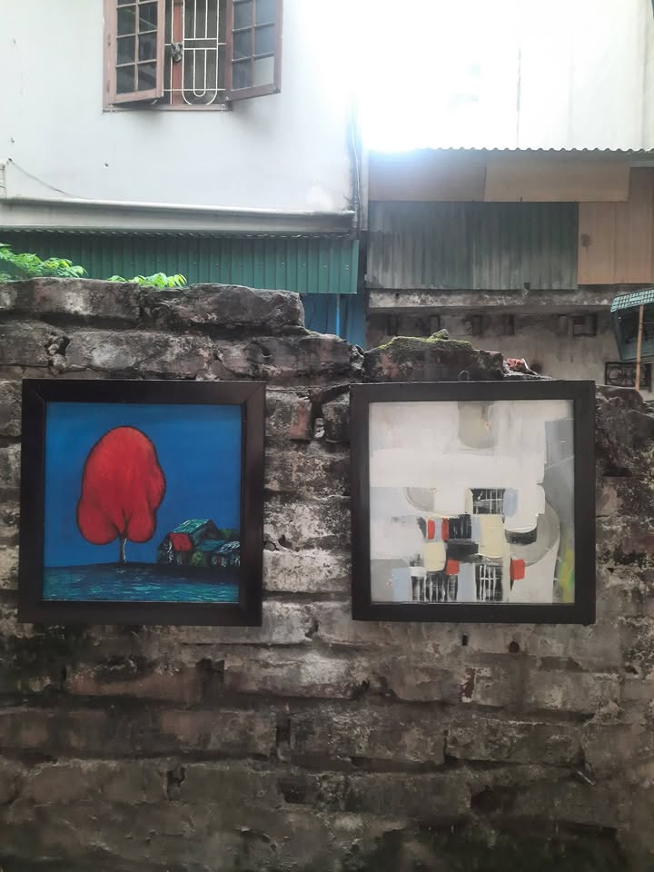 Tranh sơn dầu Cây Đỏ và Ngôi Nhà (Khung nhỏ) — original_uncropped