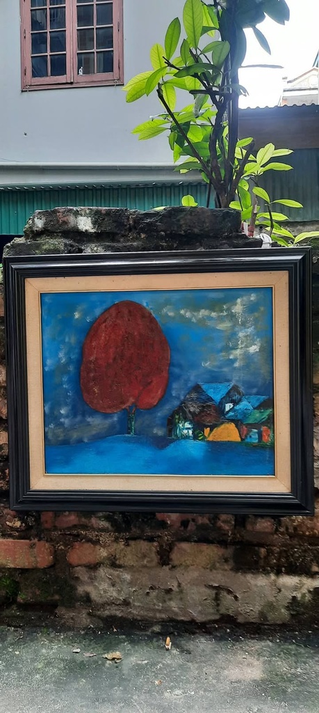 Tranh Nghệ Thuật Cây Đỏ (Khung Lớn Cao Cấp) — original_uncropped
