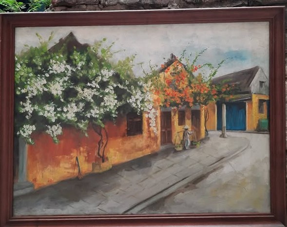 [PR/00017] Tranh sơn dầu phố cổ Hội An hoa giấy