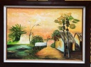 Tranh phong cảnh làng quê buổi hoàng hôn