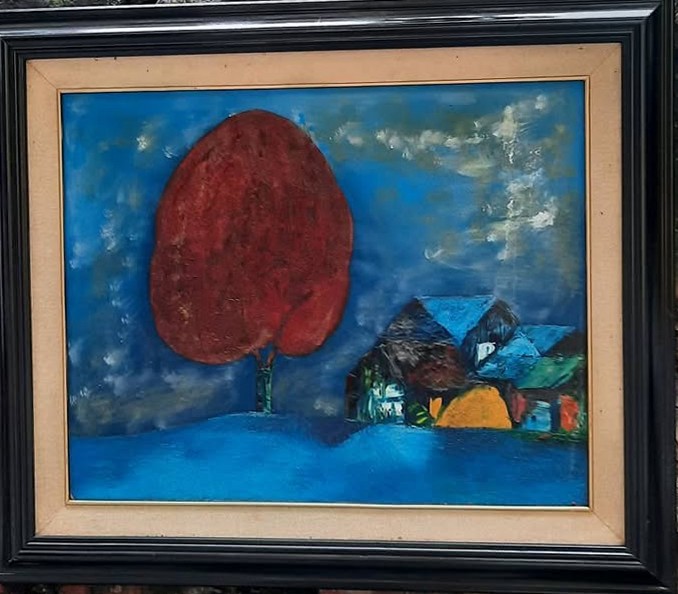 Tranh Nghệ Thuật Cây Đỏ (Khung Lớn Cao Cấp)