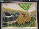 Tranh sơn dầu phong cảnh đống rơm vàng